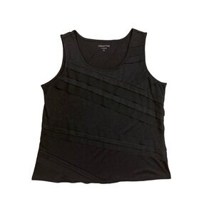 Coldwater Creek Black Ribbed Layered Tank Top Women's Size L Y2K Coquette Office